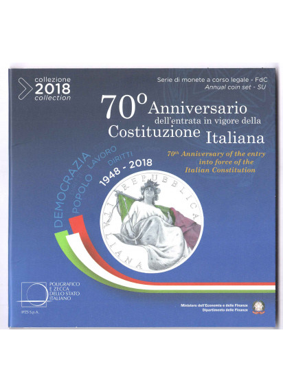 2018 - ITALIA Divisionale Ufficiale Euro 10 Monete 70° Costituzione Italiana FDC